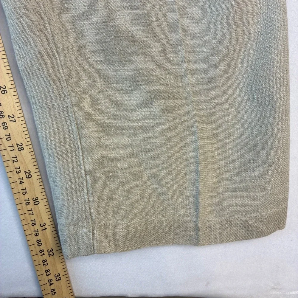 Daniel Cremieux Trousers Mens 38x32 Beige 100% Linen Pleated Straight Leg Pants